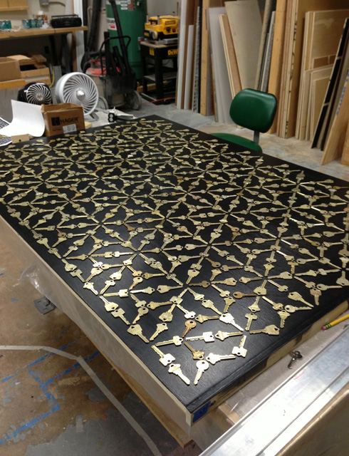 A completed panel dries in our fabrication shop.