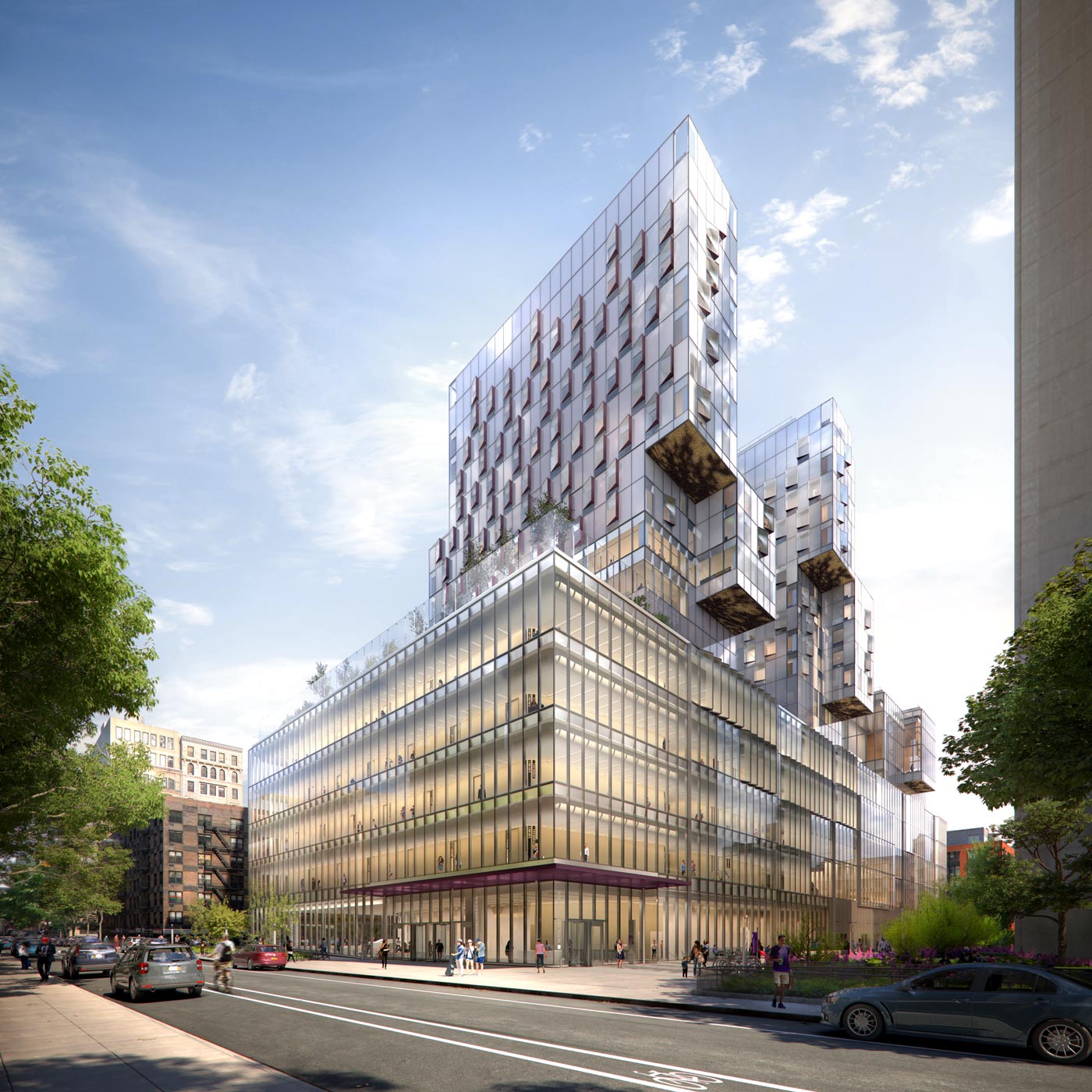 <p>The Paulson Center's transparent facade takes advantage of the building's 360-degree relationship with the neighborhood and lets the building rely primarily on natural light for circulation spaces throughout the day. <small>Illustration by Brooklyn Digital Foundry</small></p>