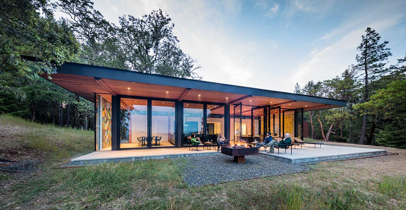 <p>The living-dining-kitchen space and attached patio are the social center of the project and overlook the expansive southern view. <br><small>&copy;Tim Griffith</small></p>