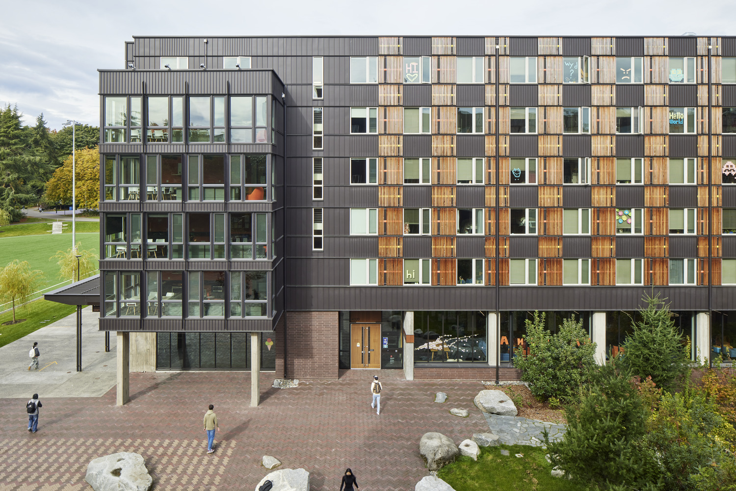 <p>The design process entailed a deep study of wood weathering patterns and drivers, and rainscreen detailing was guided by anticipation of that—acknowledging that the western red cedar is a natural material and to best set up long-term success both in terms of aesthetics and limited maintenance. | <small>&copy; Bruce Damonte</small></p>
