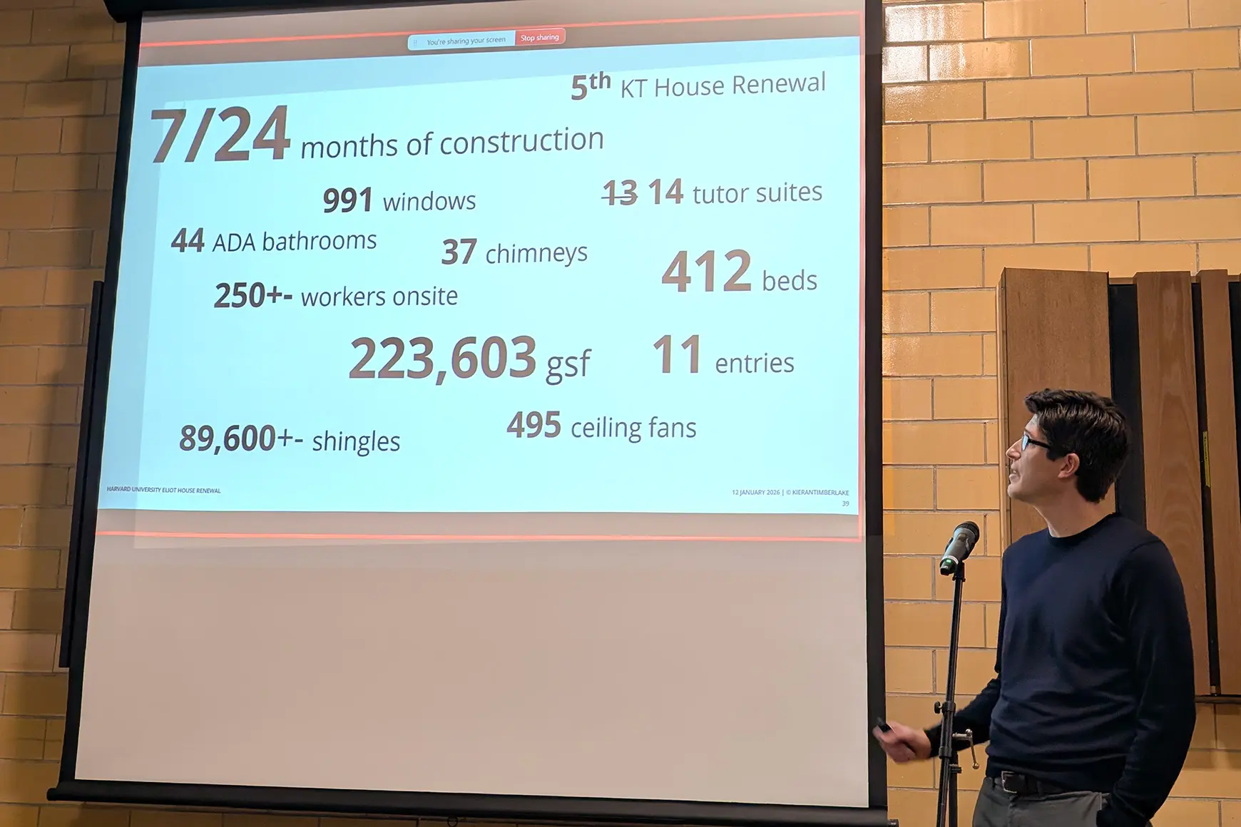 Harvard Eliot House Renewal by the Numbers
