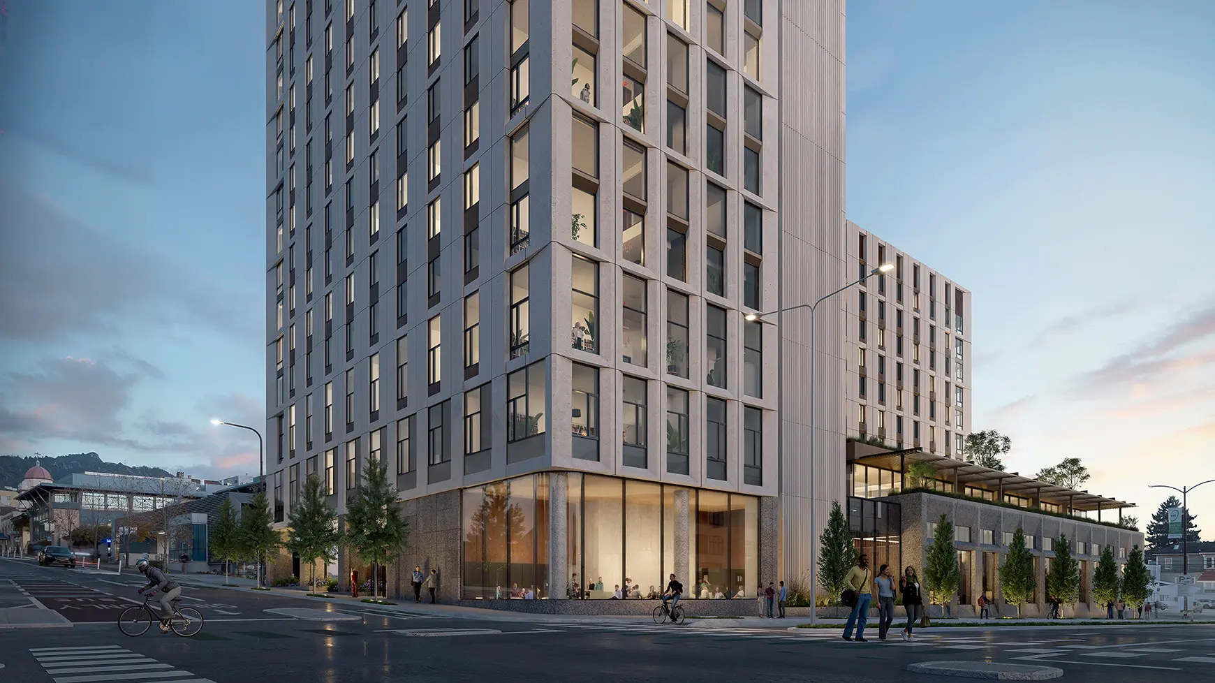 University of California, Berkeley Bancroft-Fulton Housing Student Housing rendering, view southeast