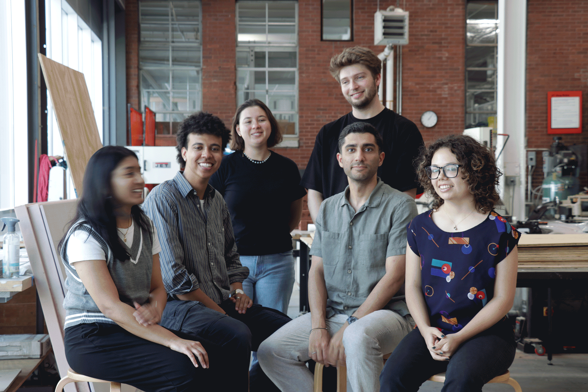 KieranTimberlake Summer Internship Class of 2025 Left to right: Stuti Mehta, Alex Stewart, Veronica Raga Widell, Jacob Faust, Mo Tabatabaei, and Catalina John-Melendez.