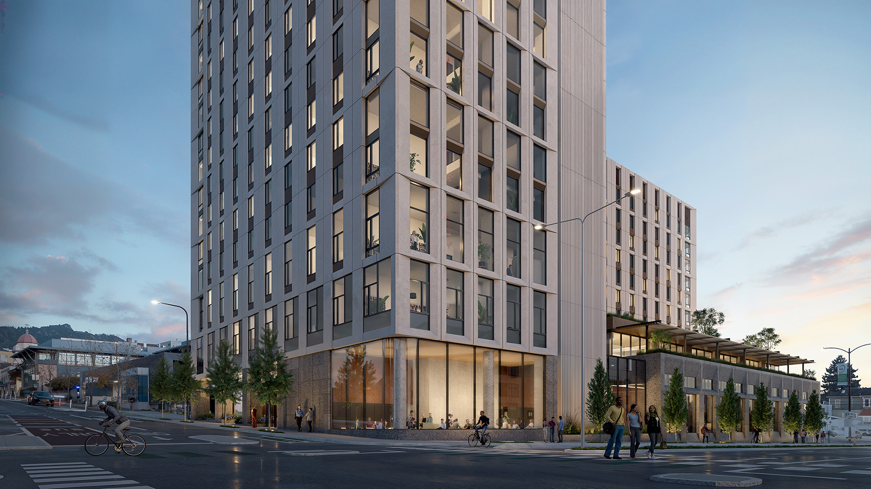 University of California, Berkeley Bancroft-Fulton Housing Student Housing rendering, view southeast