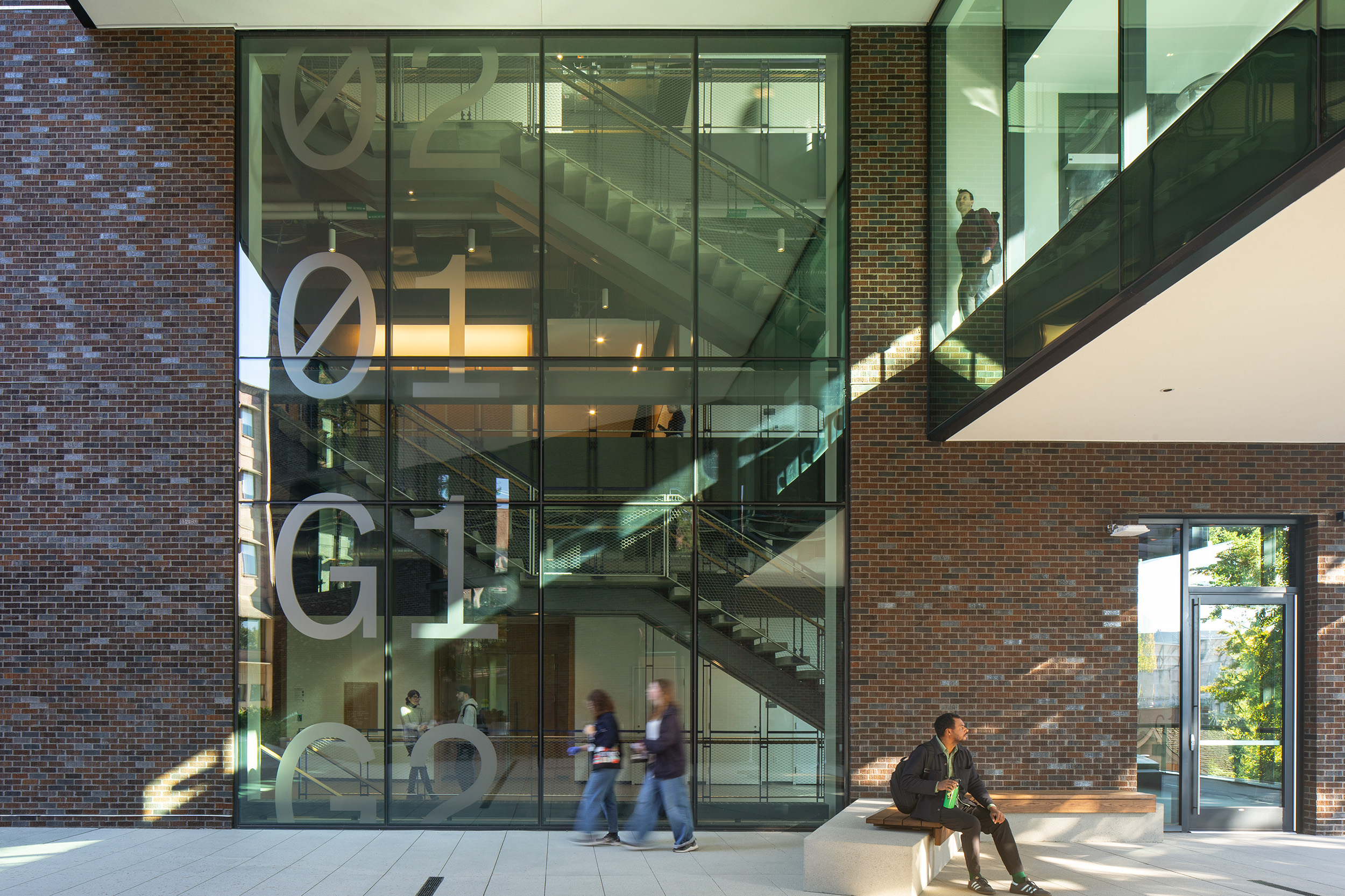 University of Washington Interdisciplinary Engineering Building exterior courtyard with view to monumental stair